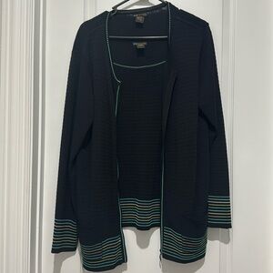 Women’s cardigan tank set - black - size 1x